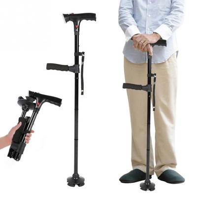 China Aluminum Alloy Adjustable Cane Crutches Folded Easy To Carry Adults And Elderly Anti-Slip Crutches for sale