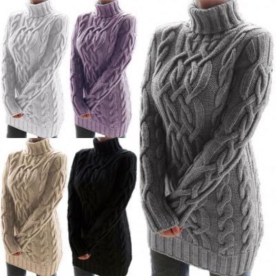 China Good quality anti-static women's fashion clothes 2020 winter anti-static to thicken high collar women's long sleeve sweater casual wear for sale