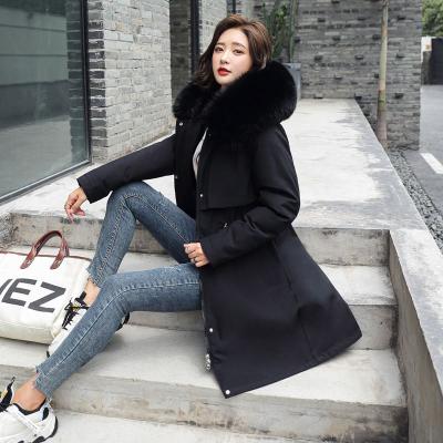 China Wholesale 2021 Winter Women Pike Breathable Fur Hooded Collar Coat Pike Thickened Warm Section Winter Jacket Snow Coat Jacket for sale