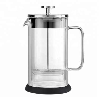 China Sustainable Double Wall French Press Coffee With Stainless Steel Coffee Plunger, Glass Teapot for sale