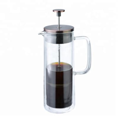 China Viable Wholesale Portable Double Wall 500ml/800ml Logo French Press Pot Custom Made for sale