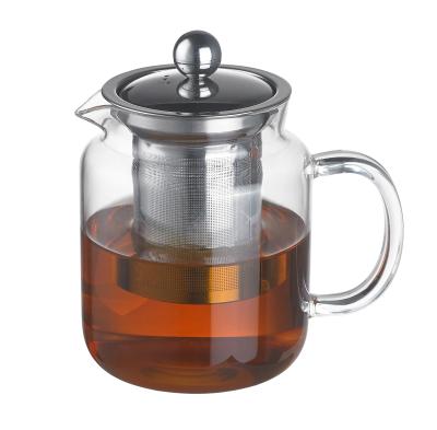 China Borosilicate Pyrex Glass Sustainable Heat Resistant Teapot With Stainless Steel Infuser for sale