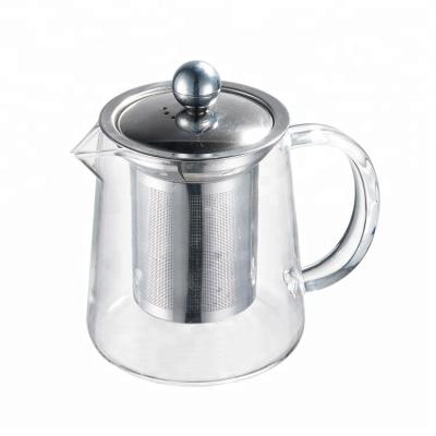 China Borosilicate Pyrex Glass Sustainable Heat Resistant Teapot With Stainless Steel Infuser for sale