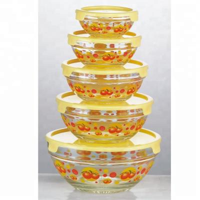 China 5pcs PORTABLE Glass Food Bowl with Lid for sale