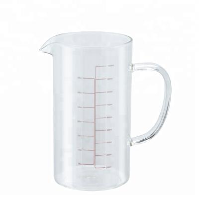 China Sustainable 100ml To 1000ml Digital Printing Glass Measuring Cup , Glass Beaker With Handle for sale