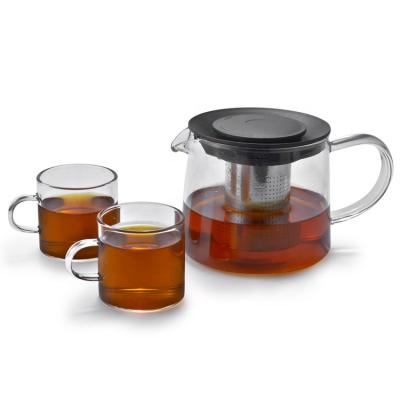 China Glass Sustainable Transparent Moroccan Coffee Pot Teapot Set With Tea Strainer for sale