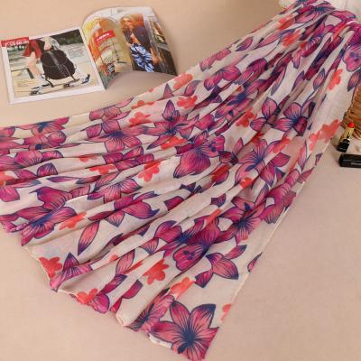 China 2022 Flower Plant Blossom Flower Factory Vintage Fashion Vintage Voile Bauhinia Long Scarf Bs511 for sale