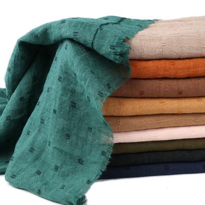 China Female Cotton And Canvas Dots Literary Lady Shawl Sunscreen Small Scarf Solid Color Autumn And Winter Dual Use Oversized Scarf Vs162 for sale