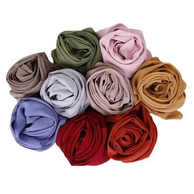 China 2022 Female Monochrome Natural Malaysia Wrinkle Chiffon Headscarf Breathable Headscarf for sale