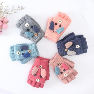 China 33344656 Factory Supplier Half Finger Knitted Gloves Flip Half Finger Student Knitted Gloves Children Winter Half Finger Knitted Gloves for sale