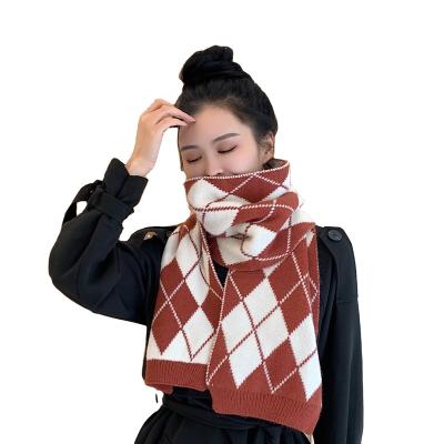 China Cashmere plaid scarf for women autumn winter stretch knitted thick warm scarf double-sided scarf for sale