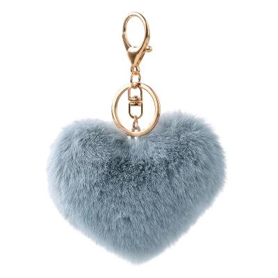 China Vivid Warm Colorful Fluffy Heart Rabbit Fur Heart Heart Key Selling Chain for sale