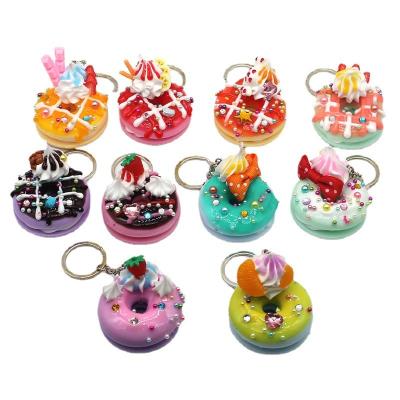 China Colorful Diamond Donuts PVC Keychains Stored By Donuts Factory Direct Commercial High Quality Hot Sale for sale