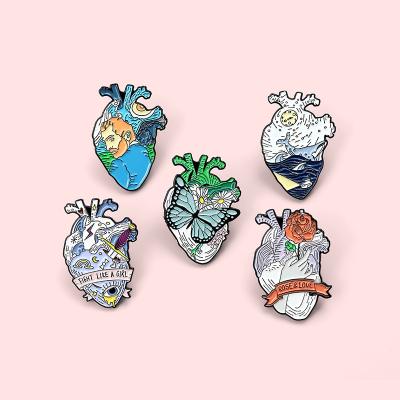 China China Custom Designed Metal Positive Heart Anatomical Enamel Pins for sale