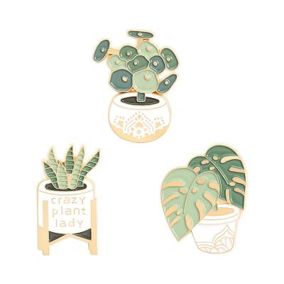 China China Protect Environment Green Succulent Plants Lady Mad Factory Custom Hard Enamel Pin for sale