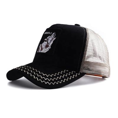 China Custom gorras COMMON hot selling adjustable wolf logo trucker hat embroidered animal mesh trucker hat for women men for sale