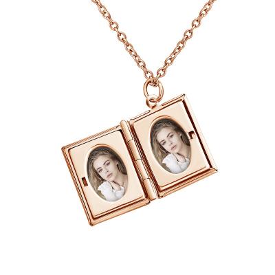 China Copper Rose Gold Silver Photo Box Vintage Keepsake Photo Box Gold Men Women Men Gift Pendant Necklace for sale