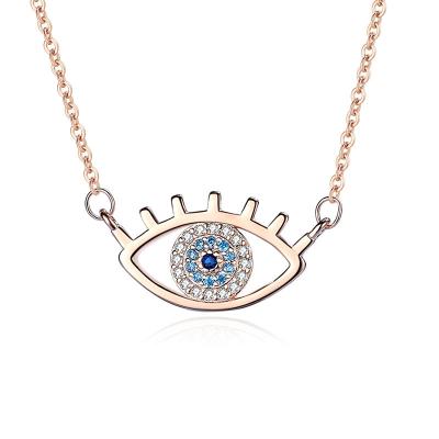 China Turkish Trendy Gift 925 Sterling Silver Women Chain Necklace Lucky Eye Square Pendant Fashion Jewelry for sale