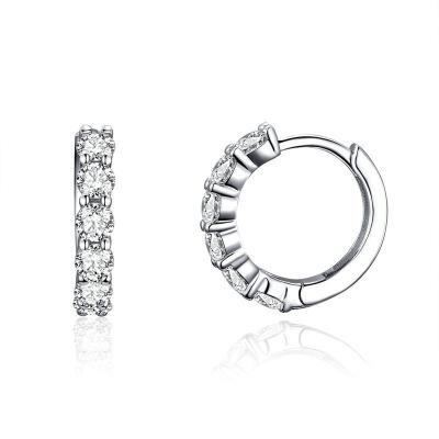 China Minimalist Vintage Earring Jewelry Platinum Plated 925 Silver Zircon Circle Huggie Earrings For Women for sale