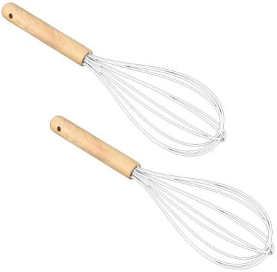 China Sustainable Kitchen Smallware Customized Kitchen Gadgets Tools Stainless Steel Beater With Wooden Handle for sale