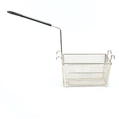 China 201/304 Stainless Steel Commercial Fryer Short Fryer Basket with Front and Rear Hooks for sale