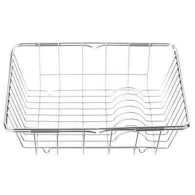 China Adjustable Length Stainless Steel Kitchen Sink Dish Adjustable Drain Basket for sale