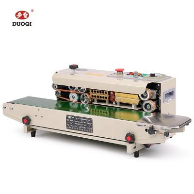 China FR-770 Horizontal Continuous Band Sealer Liquid Beverages Pet Food Continuous Bag Sealing Machine for sale