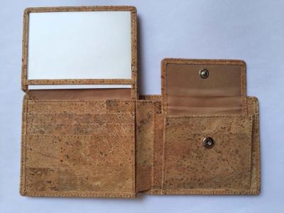 China Hot Sale Bifold men gender slim cork wallet 11x9cm with pocket coin,card and money slot for sale