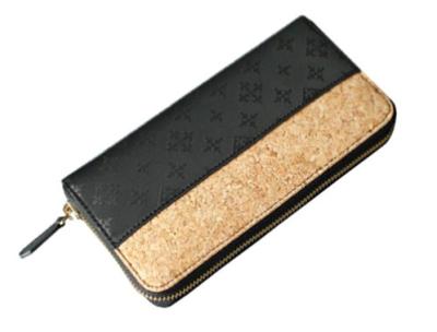 China Nature Cork & PU Combination Raw material Women wallet 7.5''x3.5''(19x9cm) with card and money slot for sale