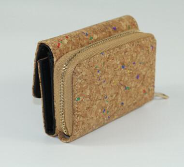 China Hot Style Mini Nature Cork Raw material Women wallet 15x9cm with card and money slot for sale