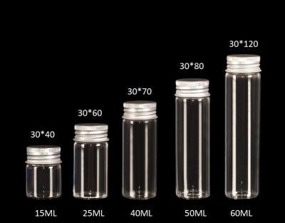 China 30mm Top Rated Clear Glass Jars Bottles with Aluminiu lid, Glass Bottles for Storage, Good Quality and Competitive Price for sale