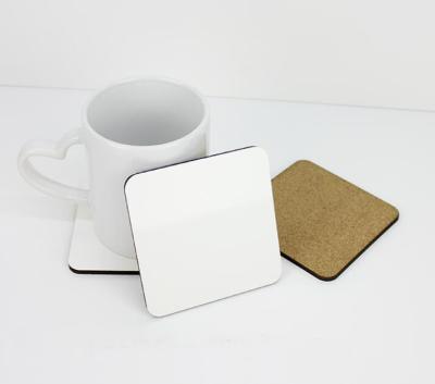 China Glossy Square 4''x4'' Sublimation MDF Coasters with Cork Back, 3mm thickness for sale