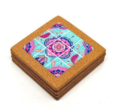 China Wholesale 15*15cm Ceramic Trivet with Cork Holder for Home Decoration for sale