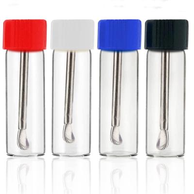 China High Qiality 5ml 15ml Upgraded Snuff Samplegeneration Borosilicate Glass Waterproof Leakproof Bottle With Spoon for sale