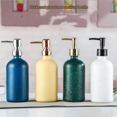 China Round 250ml 500ml 1000ml Shower Gel Shampoo Laundry Lotion Empty Bathroom Glass Sub Bottle With Press Pump for sale