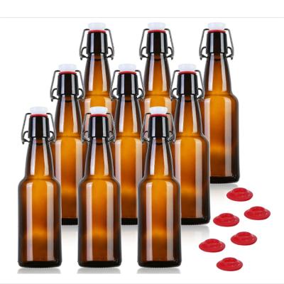 China Round Quality Guaranteed Unique Round Brown Beer Bottle Glass Beer Bottle With Clip Lid for sale