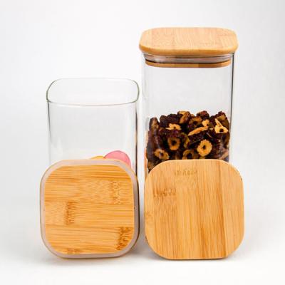 China Mini Small Household Kitchen Refrigerator Sustainable Hot Sale Storage Glass Spice Jars With Bamboo Lid for sale