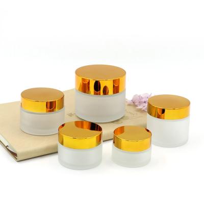 China High Qiality Frosted Cosmetic Glass Jar Cosmetic Glass Jar With Screw Cap Lid For Face Cream Container for sale