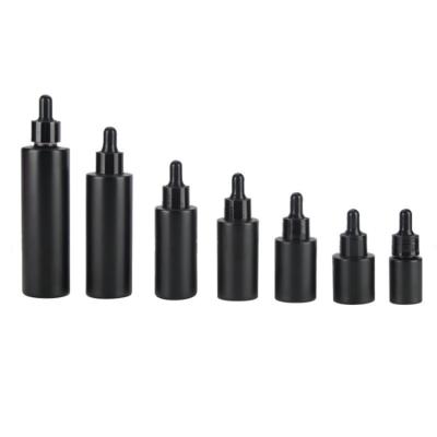 China High Qiality Essential Oil Stock Solution Glass Matte Black Bottles 15ml20ml25ml30ml50ml100ml120ml With Dropper for sale