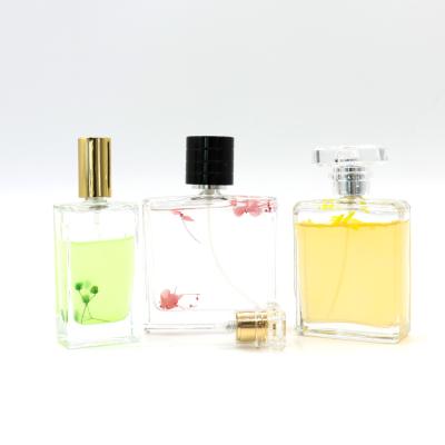 China Daily Life Clear Square Empty Perfume Spray Bottles Cosmetic Glass Perfume Container Packaging for sale