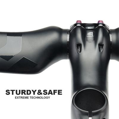 China Carbon Fiber+Aluminum Alloy Clamp Carbon Bike Stem 6/17 Degree Road Bicycle Handlebar Mtb Stem 31.8*80/90/100/110/120mm Bike Bar Positive Negative Stem handle for sale