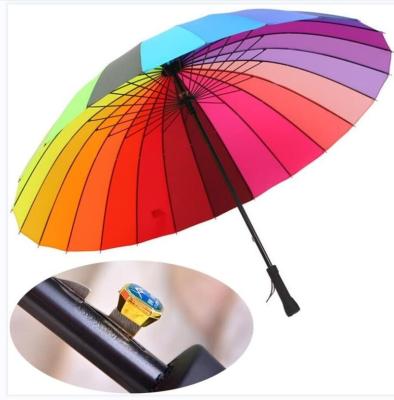 China Strong Windproof 2022 16 ribs large multicolor rainbow golf umbrella windproof promotion logo golf umbrella custom colorful for sale