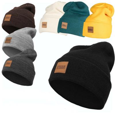 China JOINT Winter Hats Custom Fashion Slouch Beanie With Leather Patch for sale