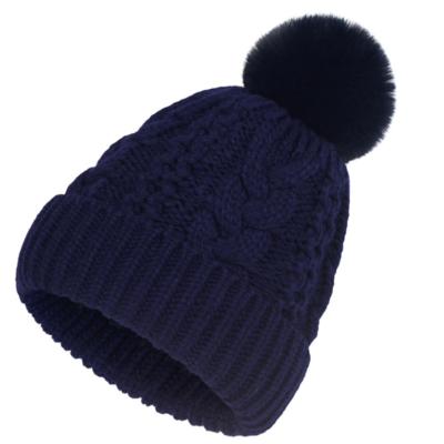 China COMMON Wholesale Acrylic Plain Women Winter Hats Warm Comfortable Pompom Knitted Beanie Hat for sale