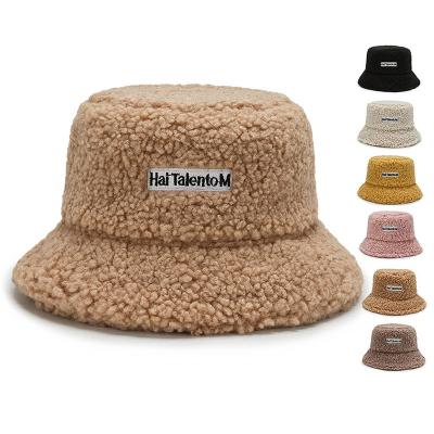 China Hot Sale American Striped Fashion Fitted Fur Bucket Hat Polyester Faux Sherpa Soft Material Bucket Hats for sale