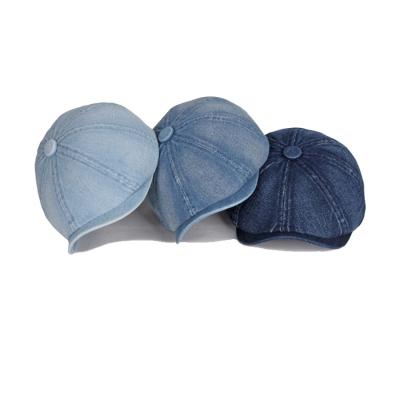 China Ivy Striped Commercial Hat Fabric Denim Wholesale Manufacturer Insurance Newsboy Custom Newsboy Hat for sale