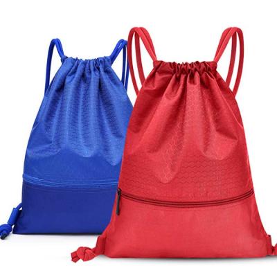 China Rope Logo Polyester Gym Backpack Handle Customized Breathable Drawstring Bag For Sports Travel for sale