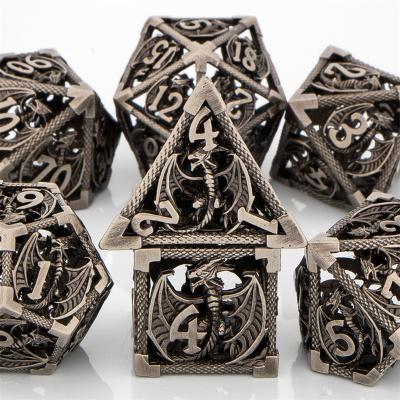 China Multi-sided Dnd Solid Dies Mystery dnd hollow metal D20 d&d die set for dragons Mtg with D20 D6 d&d for sale