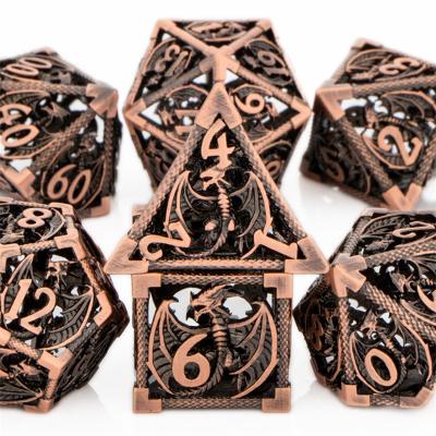 China Dnd Dies Metal Cavity DnD Mtg Game Solid Tabletop Multi-sided Dice Dice For Dragons D&D RPG Dice With D20 for sale