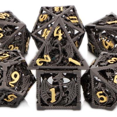 China Dnd Solid Dies Dragon Hollow Dies With Multi-sided Mystery dnd D20 d&d Metal Die Set For Mtg RPG Role Playing for sale